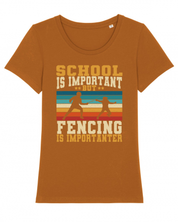 School Is Important But Fencing Is Importanter Grunge Style Roasted Orange