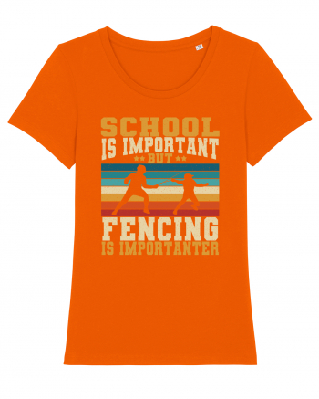 School Is Important But Fencing Is Importanter Grunge Style Bright Orange