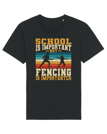 School Is Important But Fencing Is Importanter Grunge Style Black