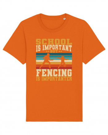 School Is Important But Fencing Is Importanter Grunge Style Bright Orange