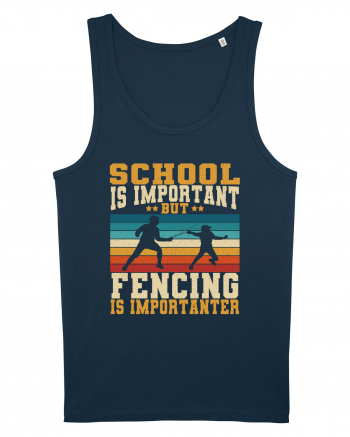 School Is Important But Fencing Is Importanter Grunge Style Navy