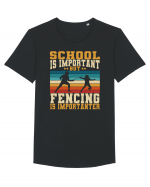 School Is Important But Fencing Is Importanter Grunge Style Tricou mânecă scurtă guler larg Bărbat Skater