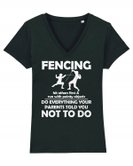 Fencing Do Everything Your Parents Told You No To Do Grunge Style Tricou mânecă scurtă guler V Damă Evoker