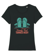 Sandy Feet Tanned Body Tricou mânecă scurtă guler larg fitted Damă Expresser
