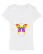 Butterfly Colors Tricou mânecă scurtă guler V Damă Evoker