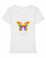 Butterfly Colors Tricou mânecă scurtă guler larg fitted Damă Expresser