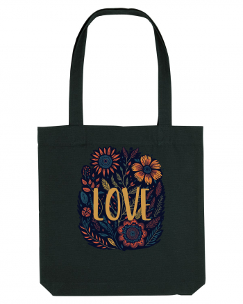 Love - flori boho Black