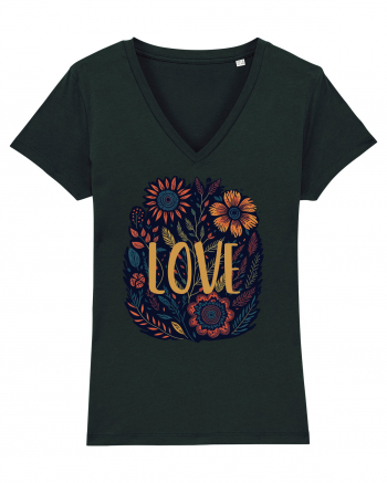 Love - flori boho Black