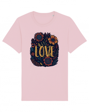 Love - flori boho Cotton Pink