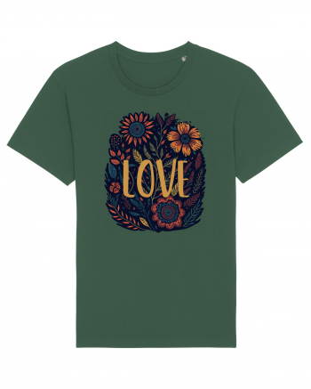Love - flori boho Bottle Green
