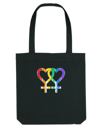 Lesbian Vintage Hearts Symbol Black