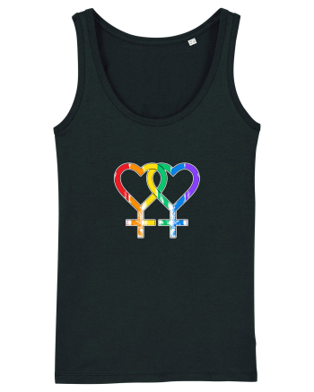 Lesbian Vintage Hearts Symbol Black