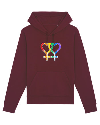 Lesbian Vintage Hearts Symbol Burgundy