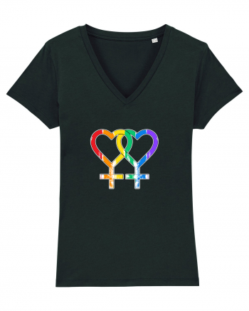 Lesbian Vintage Hearts Symbol Black