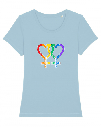 Lesbian Vintage Hearts Symbol Sky Blue