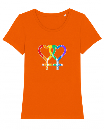 Lesbian Vintage Hearts Symbol Bright Orange