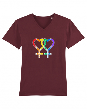 Lesbian Vintage Hearts Symbol Burgundy