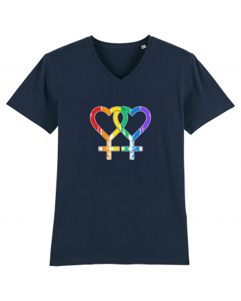 Lesbian Vintage Hearts Symbol French Navy