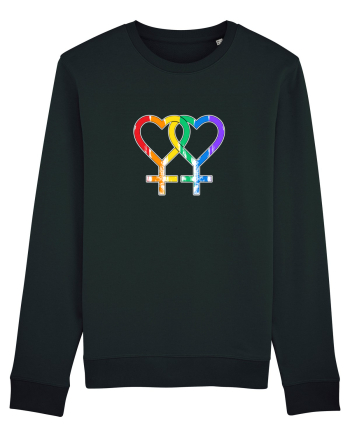 Lesbian Vintage Hearts Symbol Black