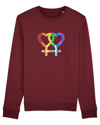 Lesbian Vintage Hearts Symbol Burgundy