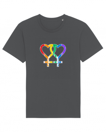 Lesbian Vintage Hearts Symbol Anthracite