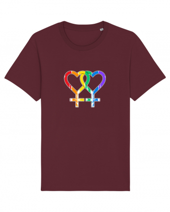 Lesbian Vintage Hearts Symbol Burgundy