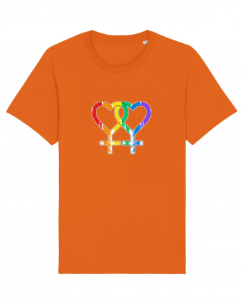 Lesbian Vintage Hearts Symbol Bright Orange