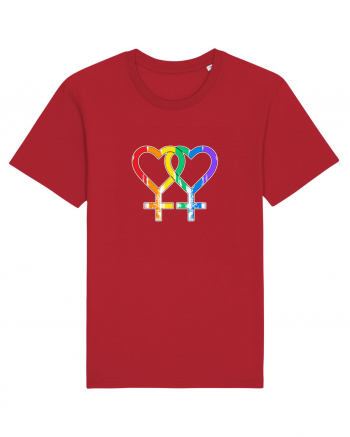 Lesbian Vintage Hearts Symbol Red