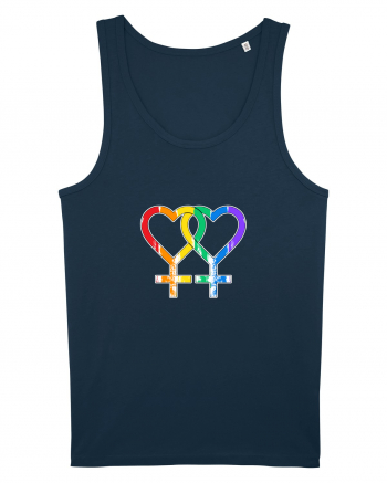 Lesbian Vintage Hearts Symbol Navy