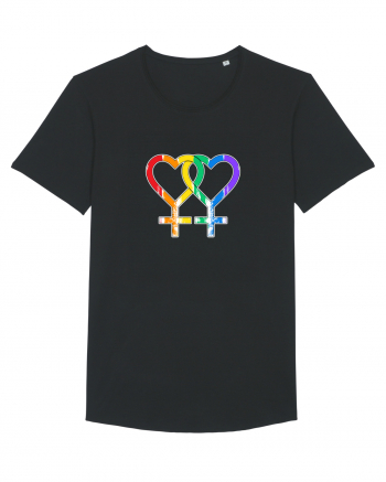 Lesbian Vintage Hearts Symbol Black