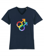 Gay Vintage Hearts Symbol Tricou mânecă scurtă guler V Bărbat Presenter