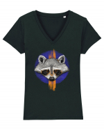 Raccoon Tricou mânecă scurtă guler V Damă Evoker