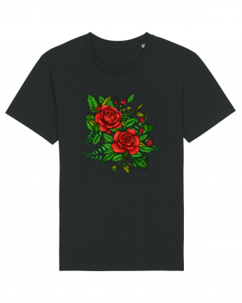 Trandafiri rosii printre frunze Tricou mânecă scurtă Unisex Rocker