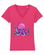Baby octopus Tricou mânecă scurtă guler V Damă Evoker