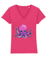Baby octopus Tricou mânecă scurtă guler V Damă Evoker