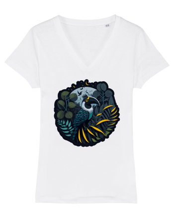 Toucan Bird moon jungle  White