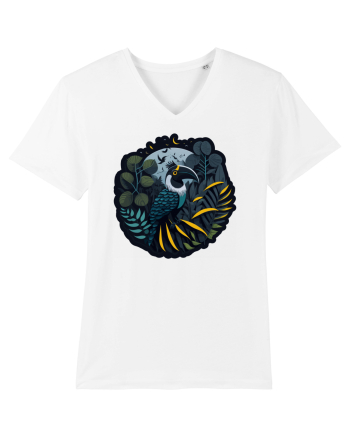 Toucan Bird moon jungle  White