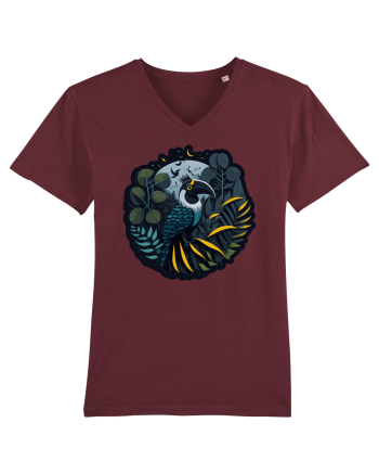 Toucan Bird moon jungle  Burgundy