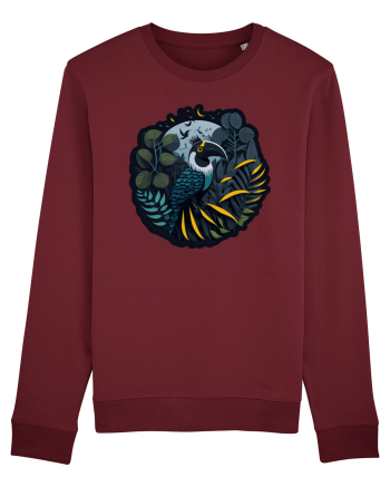 Toucan Bird moon jungle  Burgundy