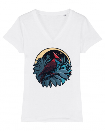 Red cardinal moon jungle  White