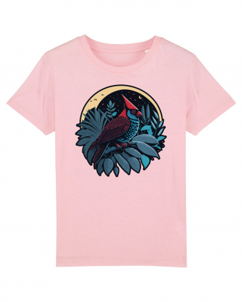 Red cardinal moon jungle  Cotton Pink