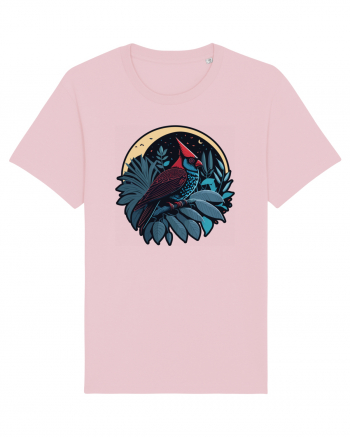 Red cardinal moon jungle  Cotton Pink