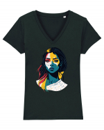 Youth yellow red blue  Tricou mânecă scurtă guler V Damă Evoker
