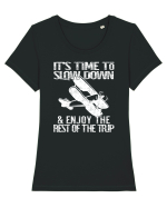 It’s time to slow down and enjoy the rest of  the trip VINTAGE PLANE Tricou mânecă scurtă guler larg fitted Damă Expresser