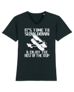 It’s time to slow down and enjoy the rest of  the trip VINTAGE PLANE Tricou mânecă scurtă guler V Bărbat Presenter
