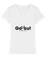 Go bike! Tricou mânecă scurtă guler V Damă Evoker