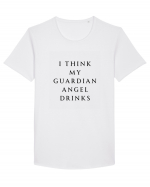 I THINK MY GUARDIAN ANGEL DRINKS Tricou mânecă scurtă guler larg Bărbat Skater