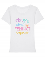 Ask me about my feminist agenda Tricou mânecă scurtă guler larg fitted Damă Expresser