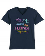 Ask me about my feminist agenda Tricou mânecă scurtă guler V Bărbat Presenter