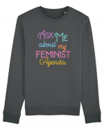 Ask me about my feminist agenda Bluză mânecă lungă Unisex Rise